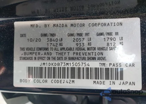 2021 Mazda Cx-3 Sport z USA, uszkodzony, nr VIN JM1DKDB73M1505754